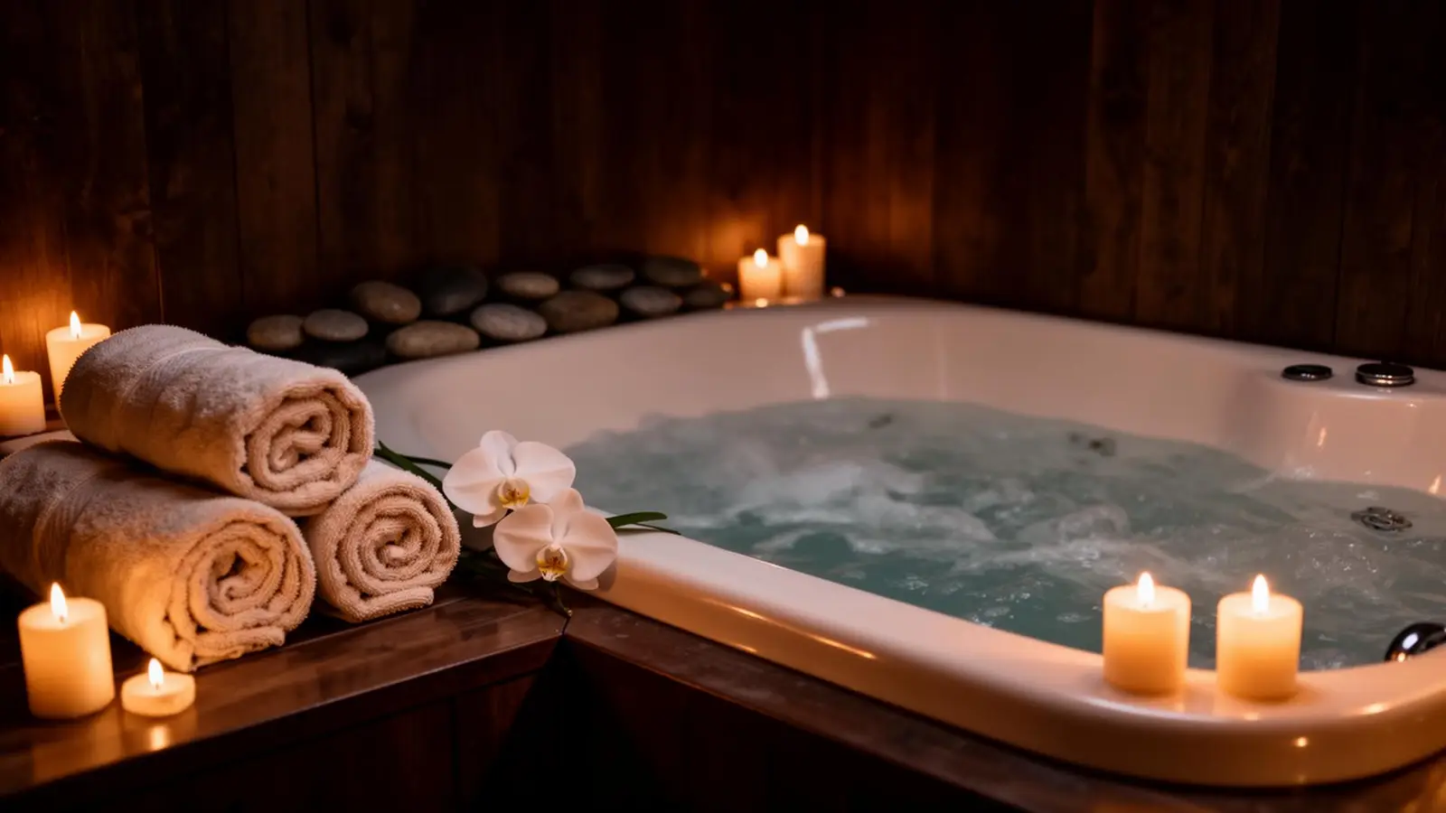 Romantische Spa Suite mit Whirlpool und Kerzen